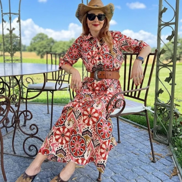 ❌️SOLD❌️ZARA PRINTED BELTED DRESS SIZE L - Picture 10 of 13